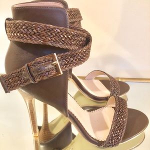 Brown Wrapped Ankle Sandals